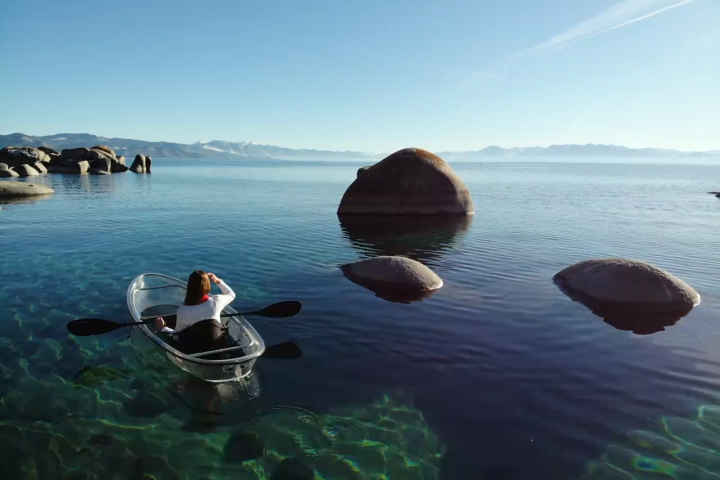 kayaker on lake tahoe