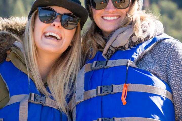 smiling kayakers