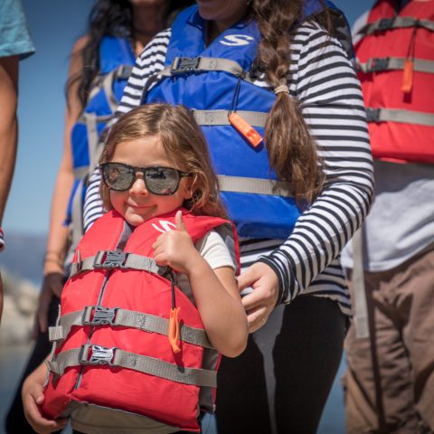 Kid on Clear Kayak Tour in Lake Tahoe