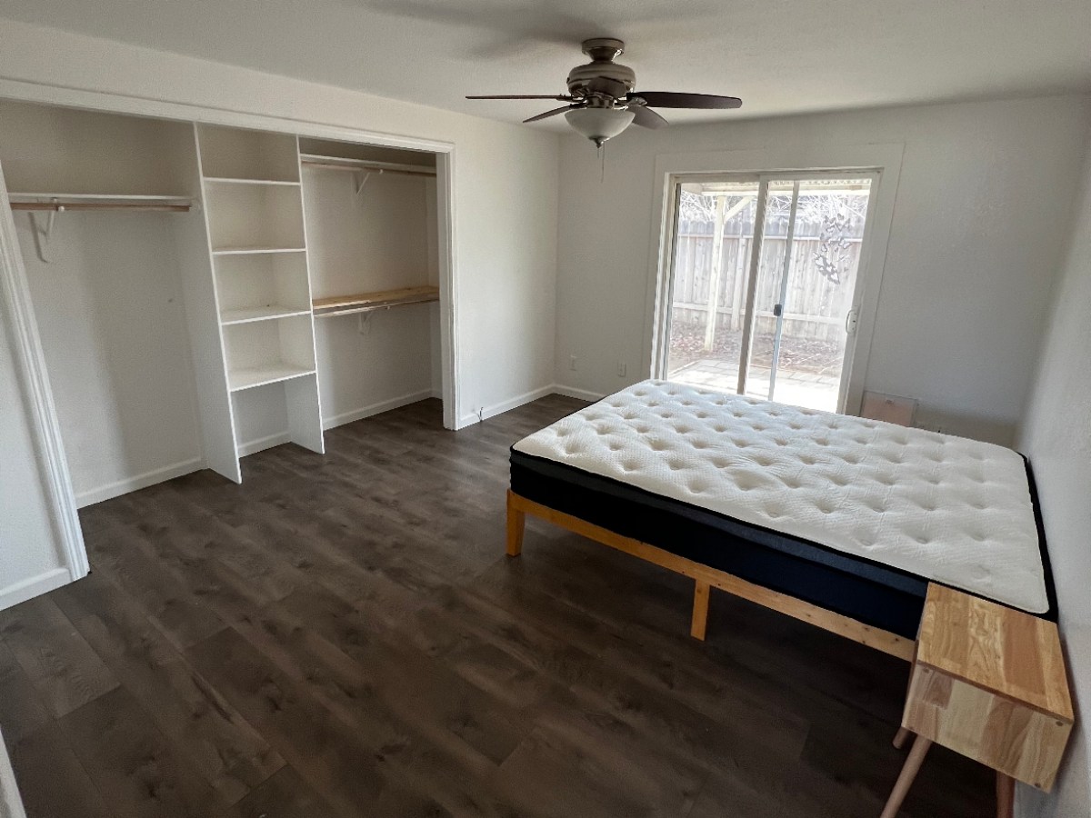 a room with a wood floor