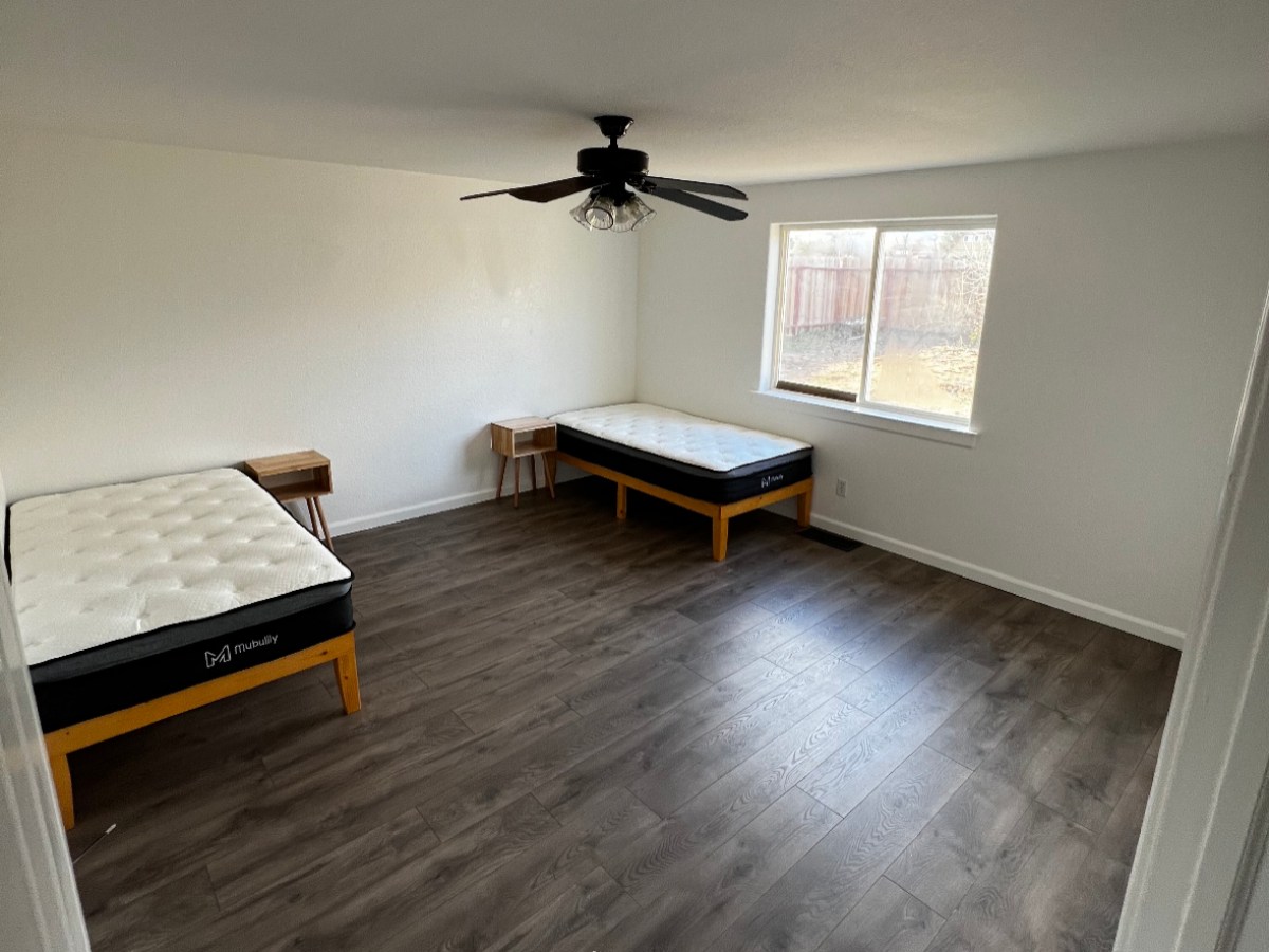 a room with a wood floor