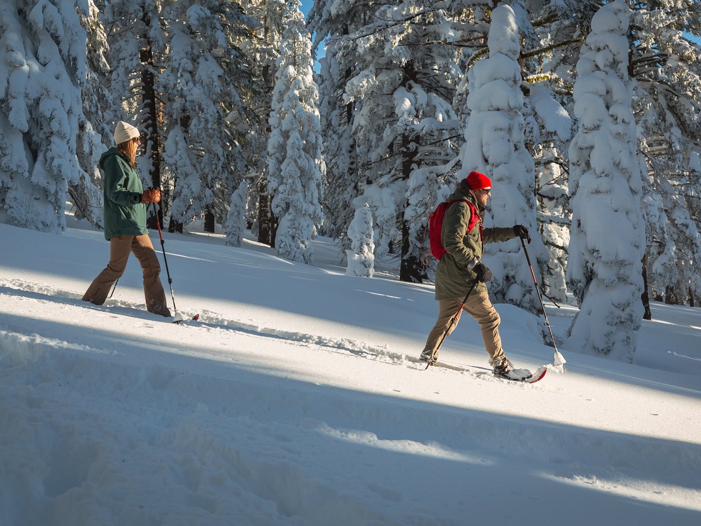 a group of people riding skis down a snow covered slope