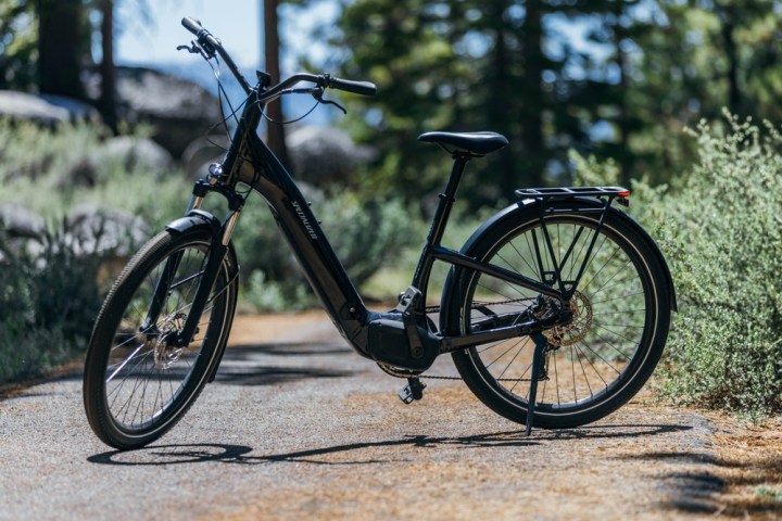 a bicycle parked on the side of the road