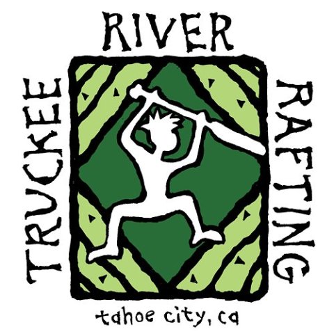 Logo with figure holding a paddle, text: Truckee River Rafting, Tahoe City, CA.