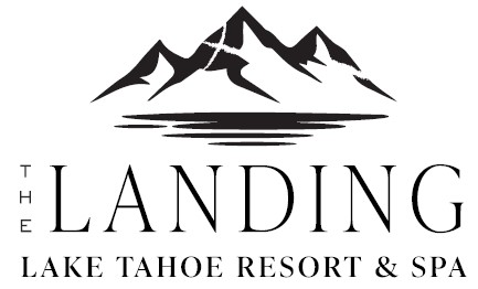 Logo of The Landing Lake Tahoe Resort & Spa with mountain design.